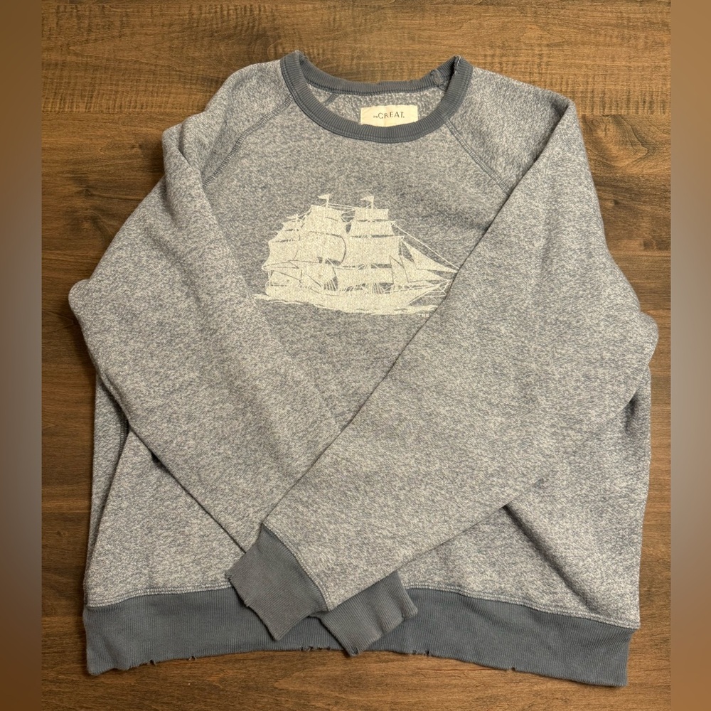 The Great. Sweatshirt/ Gray Sweater with Ship Design
